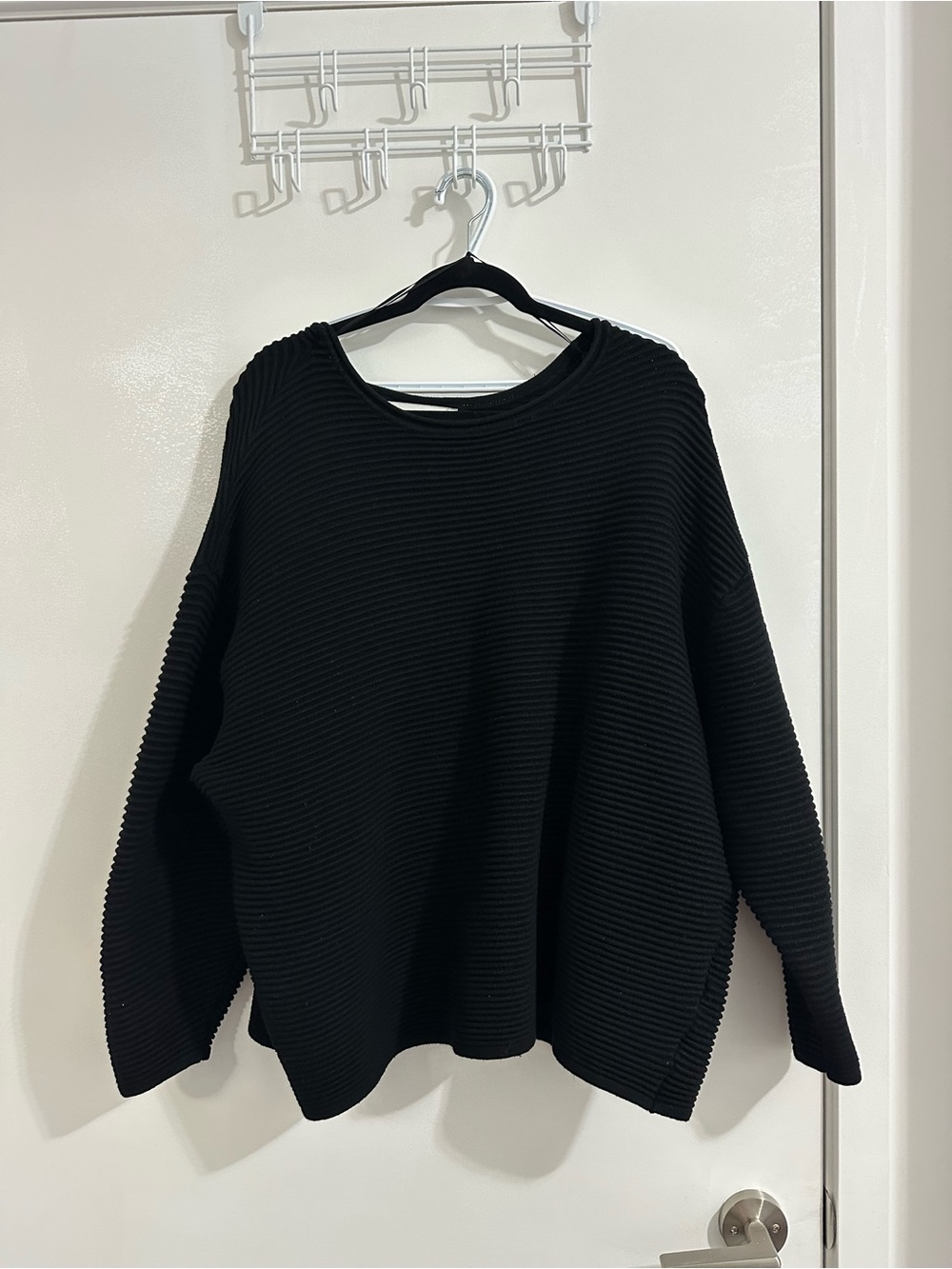 Zara Women's Oversized Black Ribbed Knit Sweater